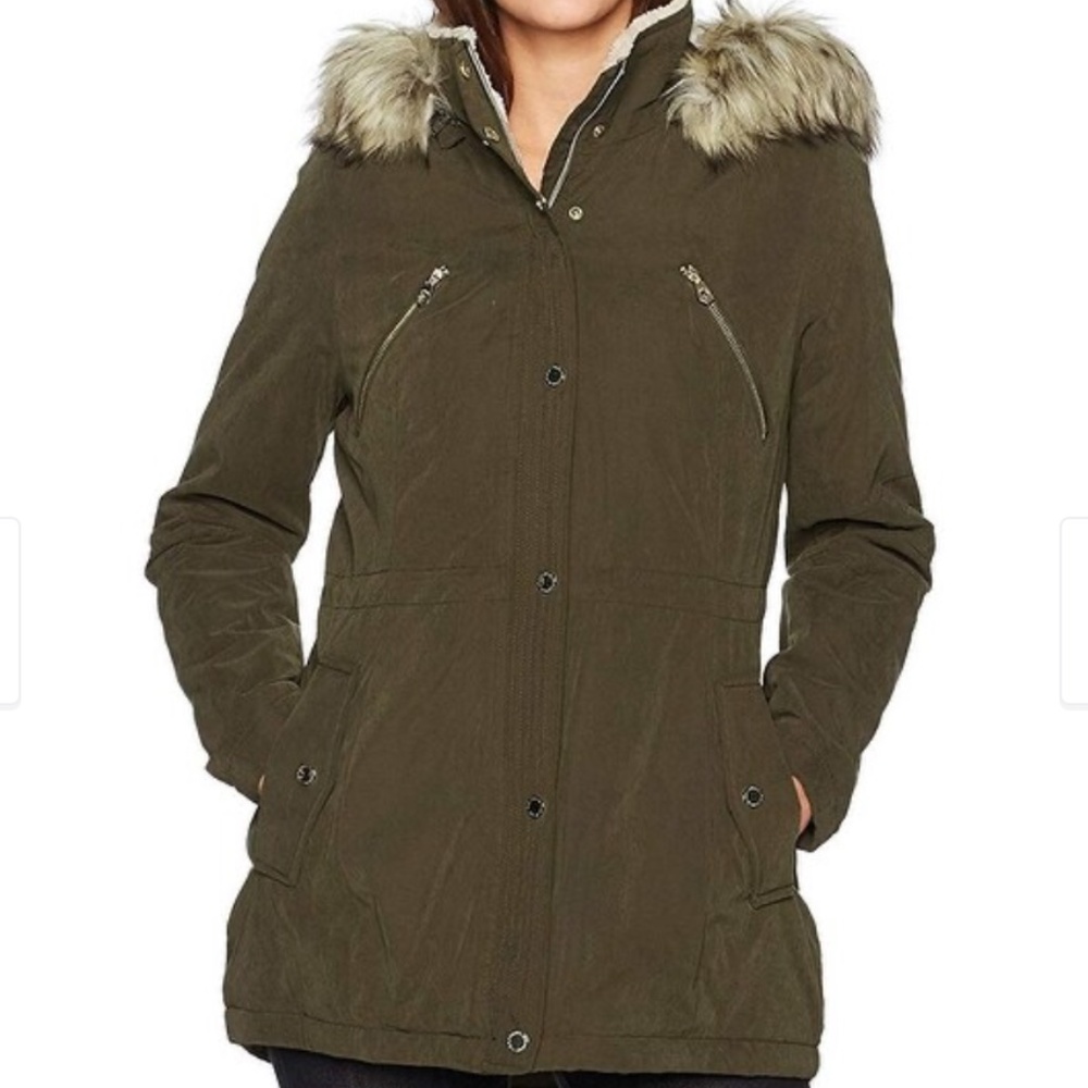 Nautica Faux Fur Hooded Anorak Coat